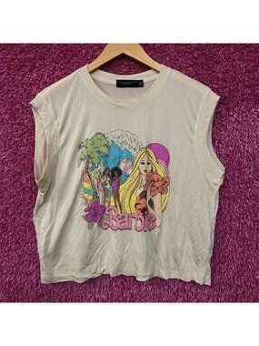 Junk Food Clothing Women's Barbie Malibu Vintage Style Tissue Tank Top Large